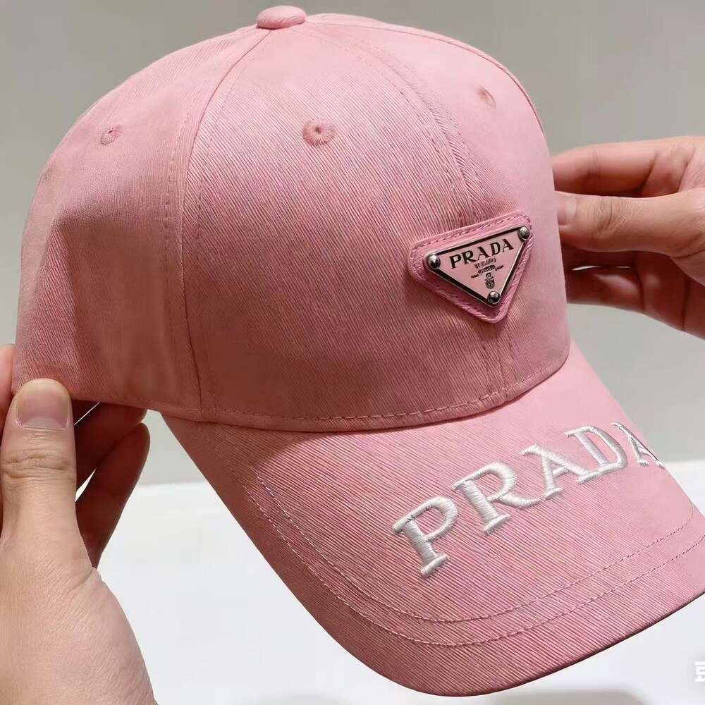 Prada Dual Logo Cotton Baseball Cap Pink - Picture 2 of 4
